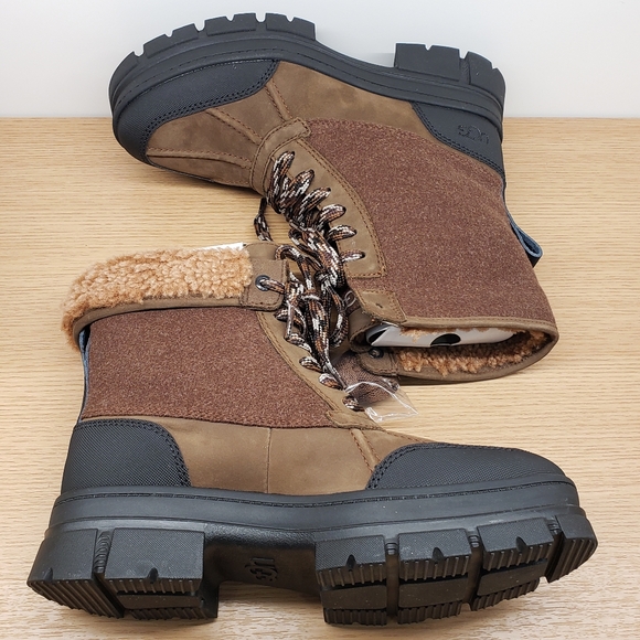 UGG Ashton Addie Tipped Waterproof Boot Dark Earth - Picture 3 of 10